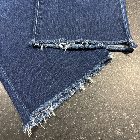 Mother Insider Step Cropped Fray Dark Blue Denim Jeans - Picture 9 of 14